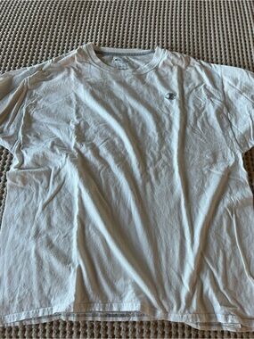 Champion White Short Sleeve Crew Tee with Chest Logo